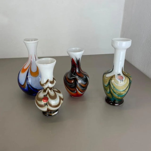 Vintage Italian Pop Art Multicolor Opaline Florence Vases, 1970s, Set of 4 For Sale - Image 17 of 18