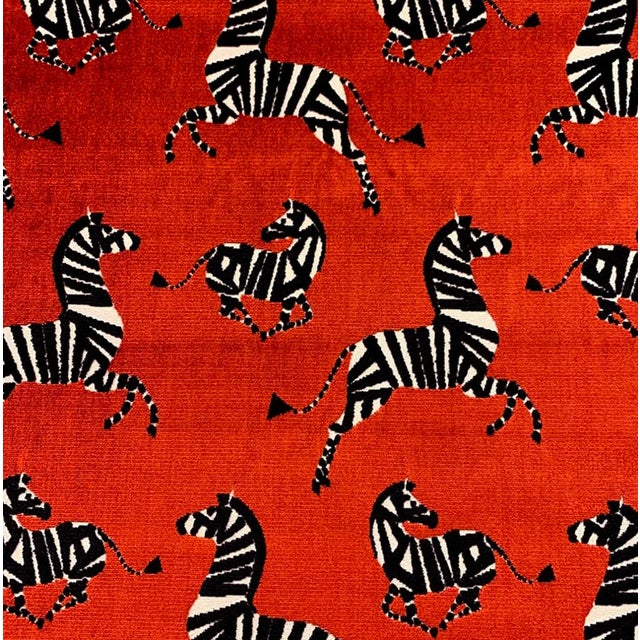 Contemporary Matthew Izzo Home X Side Stool in Red Zebra Fabric and Gold Leaf Base For Sale - Image 3 of 4