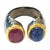 Bochic "Capri" Natural Blue Sapphire & Red Ruby Ring Set In 18K Gold & Silver For Sale - Image 9 of 18