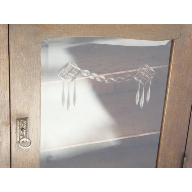 Vintage Oak Cabinet with Beveled Glass Door, 1920s For Sale - Image 6 of 11