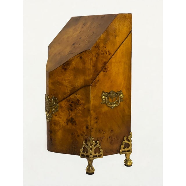 Traditional Mahogany Burl Knife Box Attributed to Theodore Alexander For Sale - Image 3 of 12