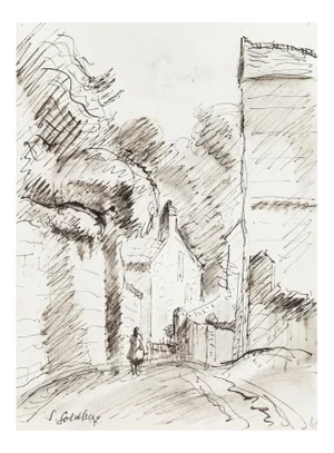 Path - Original Pen Drawing by S. Goldberg - Mid 20th Century Mid 20th Century