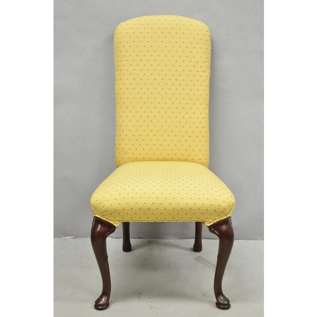 Vintage Queen Anne Style Cherry Wood Upholstered Dining Side Chairs - Set of 6 For Sale - Image 16 of 16