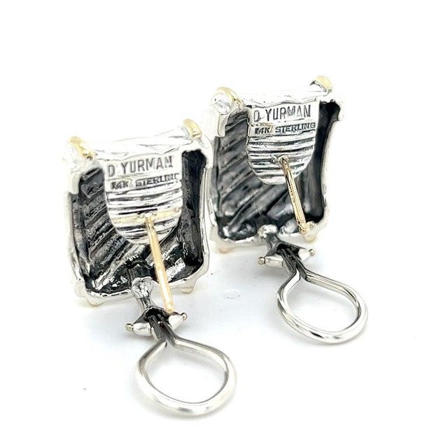 Contemporary 1990s David Yurman Authentic Estate Thoroughbred Cable Earrings 14k Gold + Silver, A Pair For Sale - Image 3 of 13