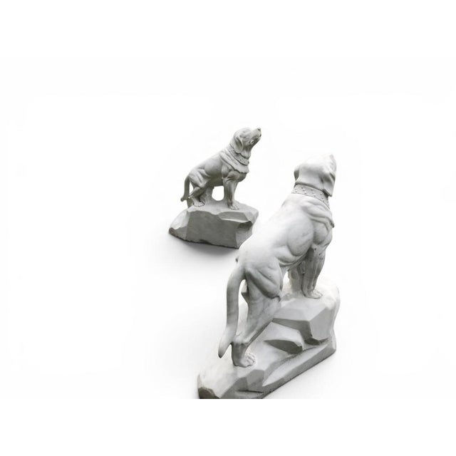 Italian Artist, Large Dog Sculptures, 1980, White Marble, Set of 2 For Sale - Image 4 of 9