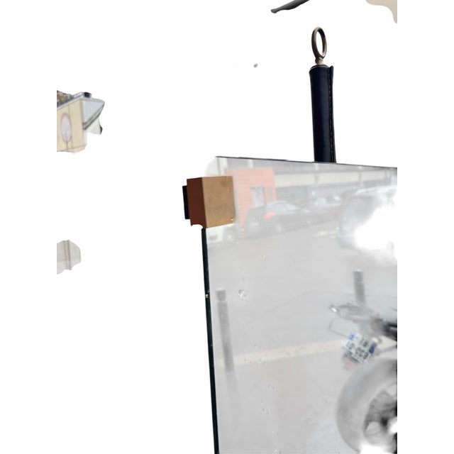 1950s Stitched Leather Dressing Mirror by Jacques Adnet, 1950s For Sale - Image 5 of 10