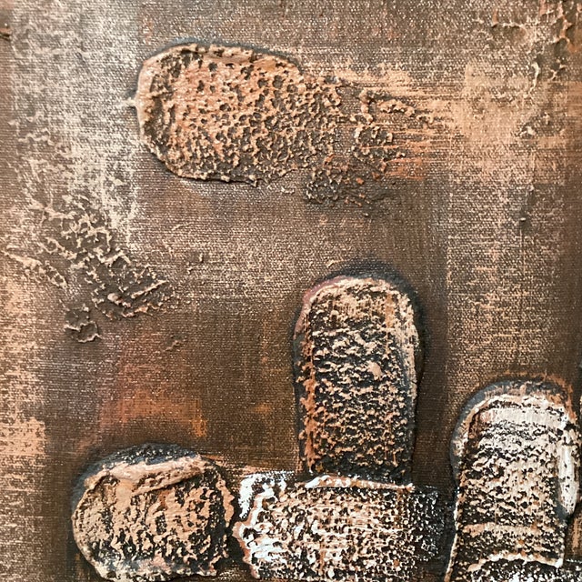 Brown Mid 20th Century Abstract Painting on the Canvas by R. Wavra Framed For Sale - Image 8 of 12