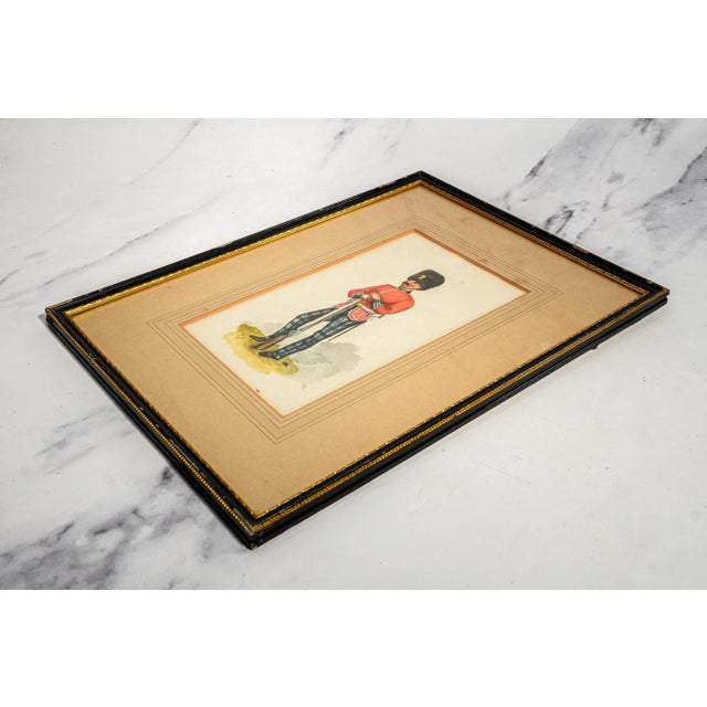 Army Green Scottish Highland Soldier Watercolor Painting Antique British Military Portrait 19th Century Regimental Art Militaria For Sale - Image 8 of 9