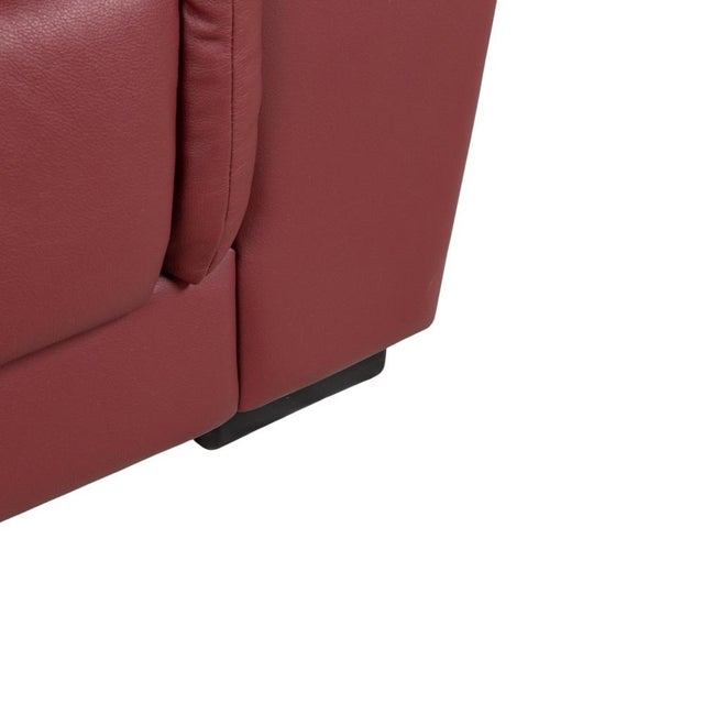 Red Leather 2-Seater Sofa and Lounge Chairs from Natuzzi, Set of 3 For Sale - Image 9 of 18
