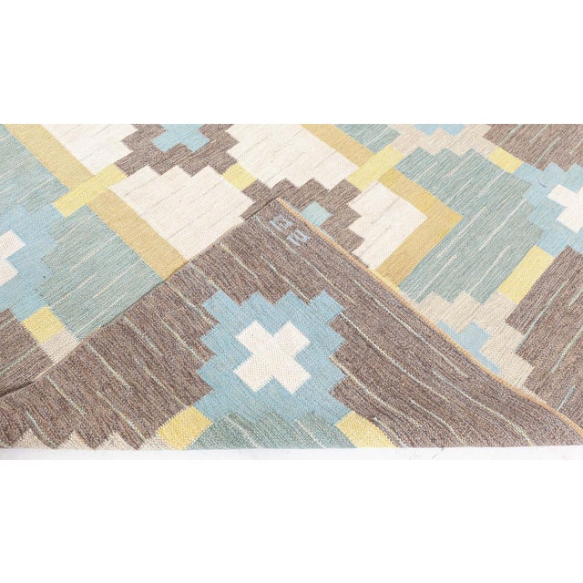 Doris Leslie Blau Vintage Swedish Flat Woven Rug Signed With Initials GS For Sale - Image 9 of 9