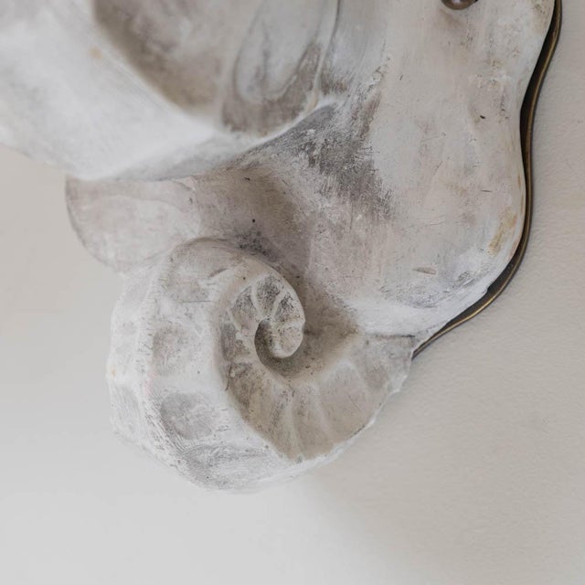 Metal 1950s Pair of Large Plaster Seahorse Wall Sconces For Sale - Image 7 of 11