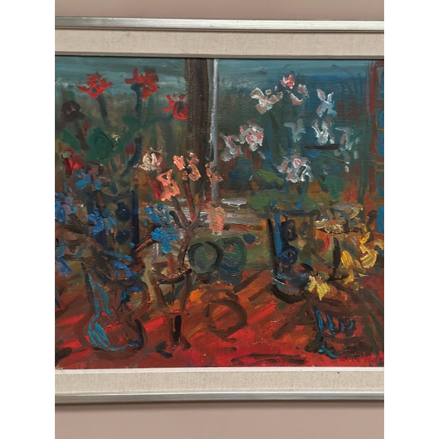 Eric With, Still Life with Flowers, 1960s, Oil Painting on Canvas, Framed For Sale - Image 13 of 18