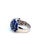 Modern 6.01 Carat Natural Blue Sapphire and Diamond Cluster Platinum Ring, Size 5.25 For Sale - Image 3 of 8
