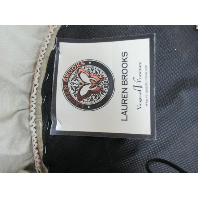 1990s Lauren Brooks Vanguard Puff Ottoman Italian Crewel Stitch Ottoman Foot Stools For Sale - Image 10 of 11