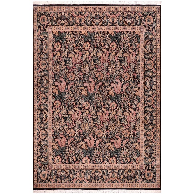 Art Nouveau 1990's Pak-Persian Black/Beige Wool Rug - 8'1'' X 9'8'' For Sale - Image 9 of 9