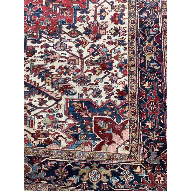 TWO-TONED PALACE Size Vintage Northwest Tribal Heriz Sun-Kissed with Reds Rug 12 x 17.7 For Sale - Image 12 of 18