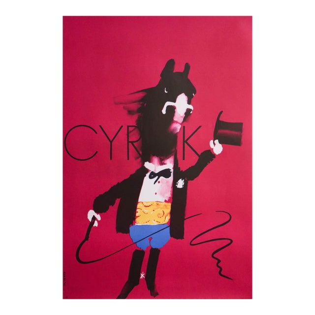 1970 Polish Circus Poster, Cyrk (Horse Ringmaster With Tophat) Świerzy For Sale