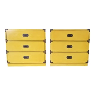 A Pair of Mid-Century " Colormates " Campaign Nightstands by Morris of California For Sale