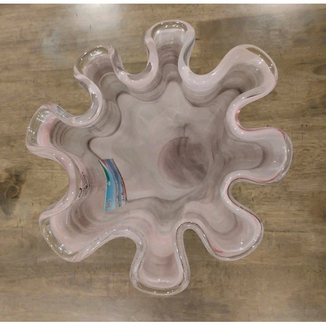 Murano Vintage Murano Lavender Italian Glass Ruffled 16" Vase For Sale - Image 4 of 4