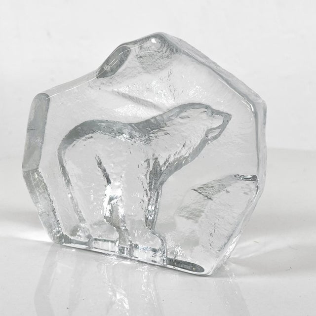 Handmade Polar Bear Crystal Art Glass Paperweight Magnor of Norway For Sale - Image 12 of 12