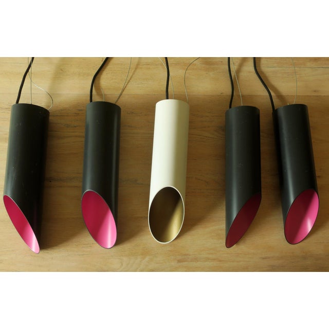 Cylindrical Bar Pendant Lights, 1970s, Set of 5 For Sale - Image 6 of 7