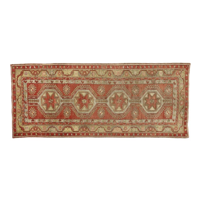 Vintage Turkish Oushak Gallery Rug, Wide Hallway Runner - 05'05 X 12'10 For Sale