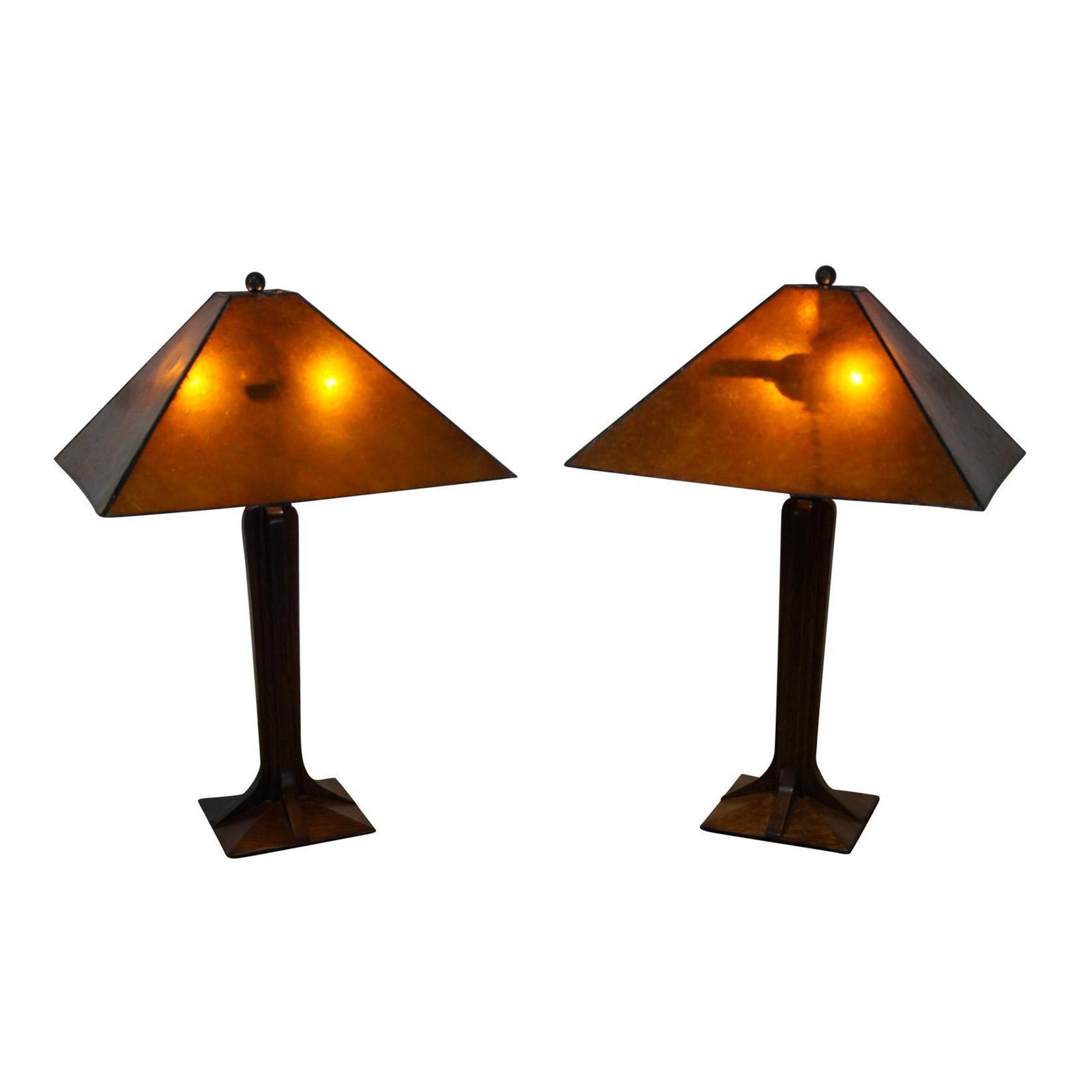 Stickley Mission Table Lamps With Mica Shades - A Pair ...