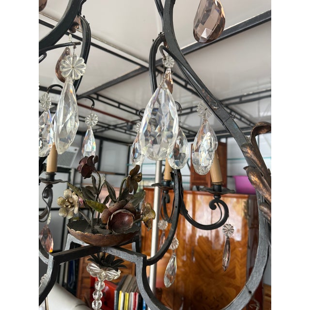 Louis XV Eight-Light Cage Chandelier with Floral Design For Sale - Image 6 of 9