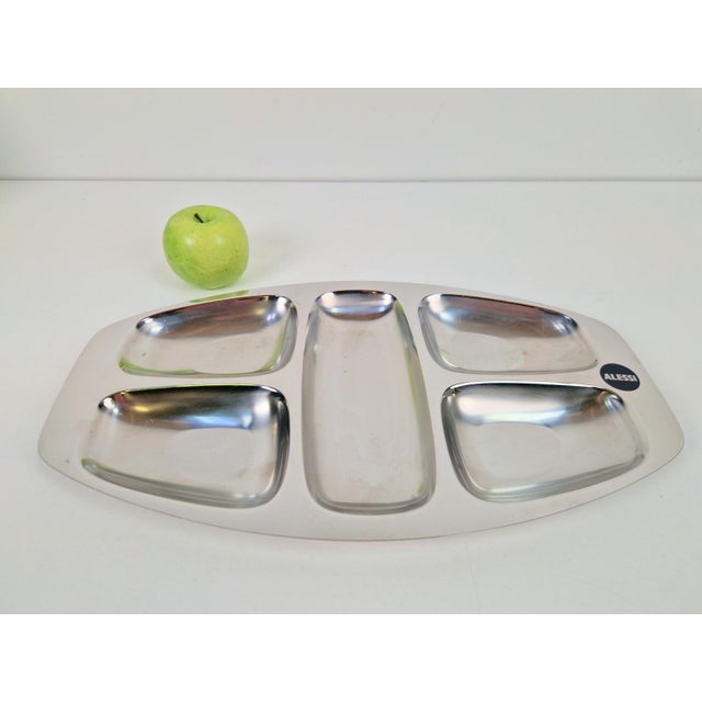 1960s Divided Stainless Steel Tray by Carlo Mazzeri for Alessi, Italy, 1960s For Sale - Image 5 of 9
