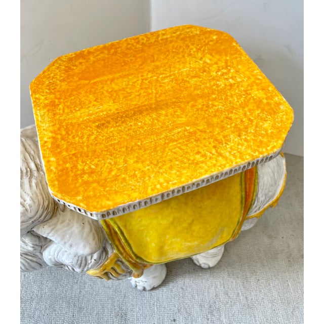 Hollywood Regency Italian Glazed Terracotta Elephant Garden Seat, 1950s For Sale - Image 3 of 10