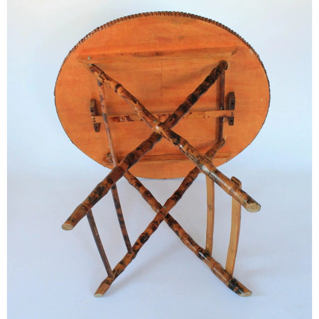 Vintage Faux Tortoise Bamboo Round Folding Table and Chairs For Sale - Image 10 of 10
