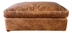 Restoration Hardware English Classic Leather Ottoman