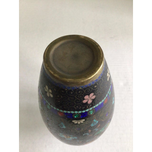 1920s Cloisonné Vase With Flowers and Butterflies For Sale In New York - Image 6 of 6