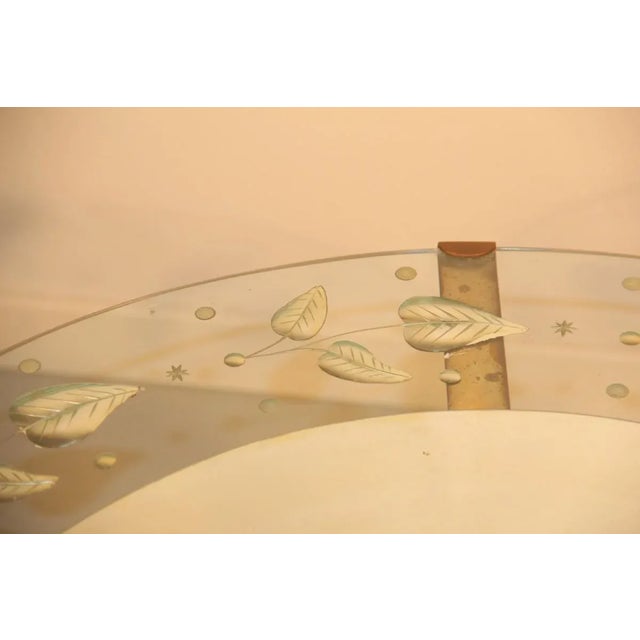 Metal Vintage Round Glass Coffee Table with Leaf Pattern, 1950s For Sale - Image 7 of 15