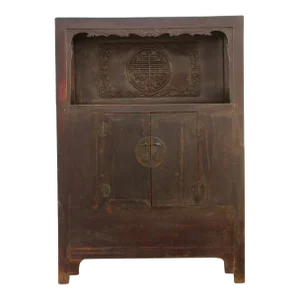 Antique Painted Chinese Tall Altar Cabinet
