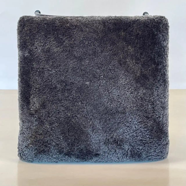 Art Deco Grey Fur 'Strapontin' Stool by Design Frères For Sale - Image 3 of 4