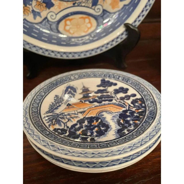 Blue Late 20th Century Japanese Chinoiserie Serving Plates - Set of 6 For Sale - Image 8 of 9