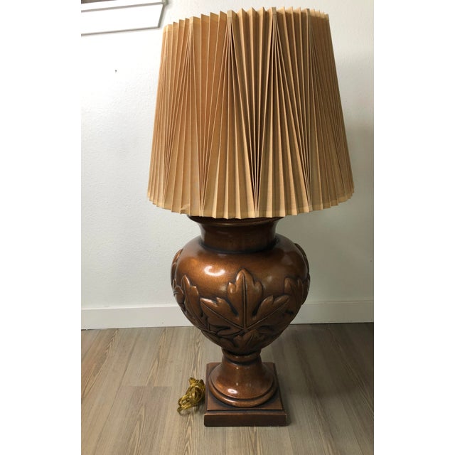 Vintage Mid-Century Tall Large Brown Ceramic Lamp For Sale In Orlando - Image 6 of 7
