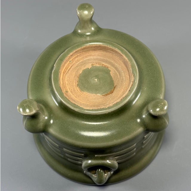 16th Century China Vintage Longquan Celadon Tripod Censer With Beast‑Head Ring Handles For Sale - Image 5 of 6