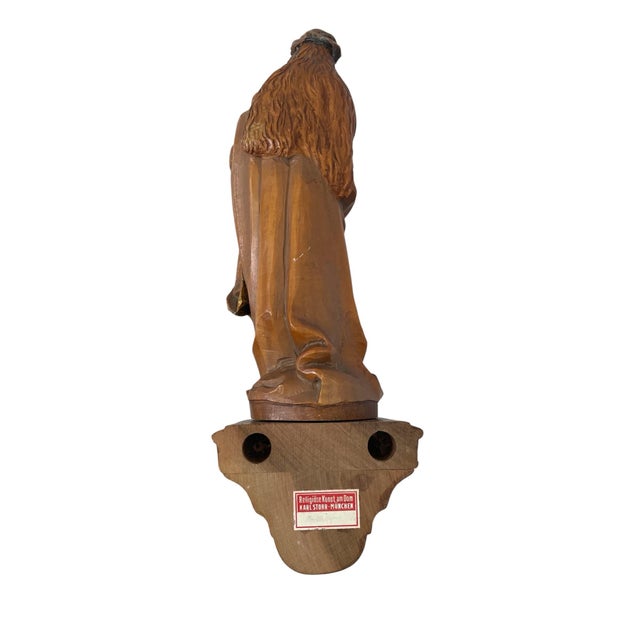 Karl Storr Munich Hand Carved Virgin Mary & Jesus Wood & Gold Gilt. Wall Shelf For Sale - Image 4 of 7
