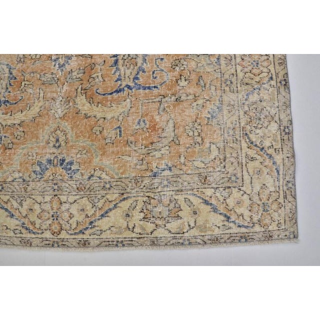 Textile Vintage Handwoven Oushak With Botanical Vine Pattern Rug For Sale - Image 7 of 10