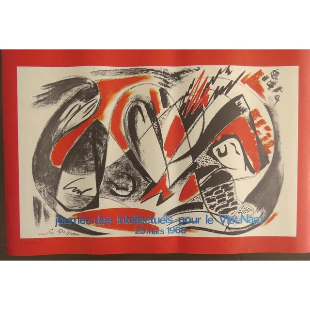 Day of Intellectuals for Vietnam Poster after Soulages, Picasso, Vasarely & Masson, 1968 For Sale - Image 4 of 17