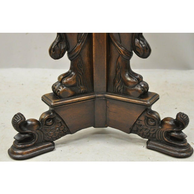 Antique Italian Renaissance Griffin Carved Walnut Pedestal Base