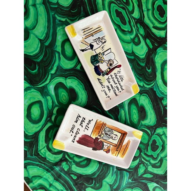 Shabby Chic Pair of Cartoon Painted Catchalls For Sale - Image 3 of 9