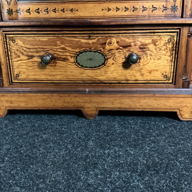 Victorian Pitch Pine Hand Decorated Wardrobe, 1875 For Sale - Image 9 of 10