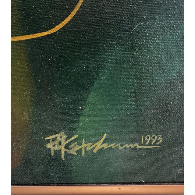 Abstract Modern 1993 "An Abstract C" Painting, Signed “Ketchem” For Sale - Image 3 of 6