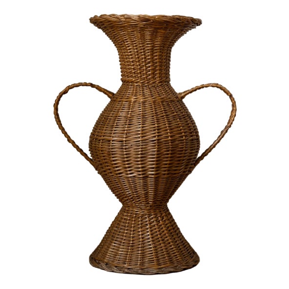 Decorative Woven Rattan Amphora, 1980s For Sale