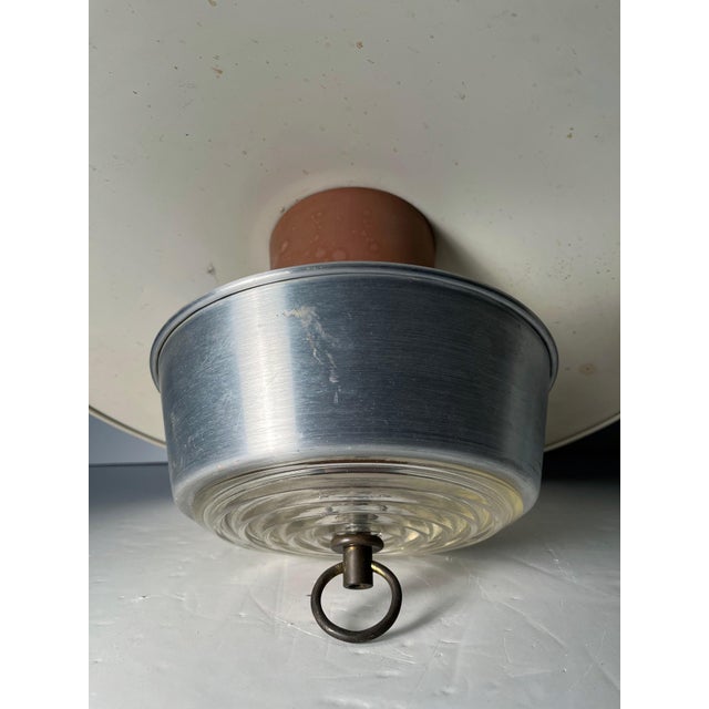 Metal Large Vintage Modern Aluminum Hanging Pull Light Pendant For Sale - Image 7 of 8
