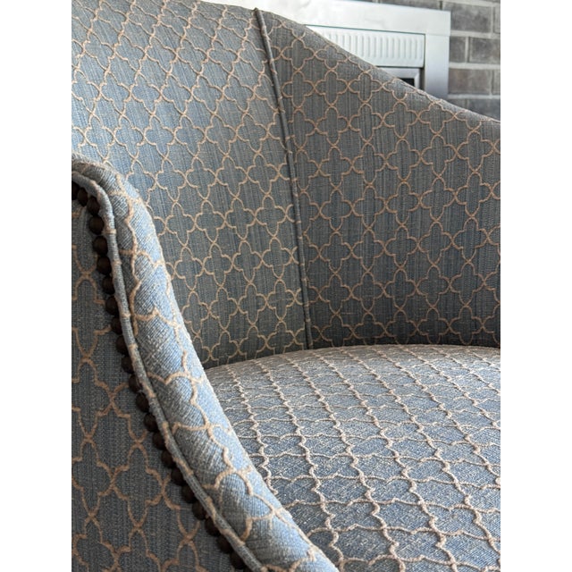 Custom Pair Upholstered Quartrefoil Club Accent Chairs For Sale - Image 10 of 11