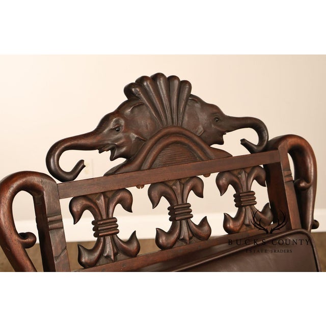 19th Century Exceptional 19th Century Anglo-Indian / Burmese Colonial Figural Carved Hardwood Throne Armchair For Sale - Image 5 of 18